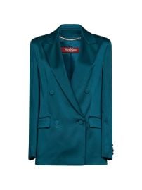 Max Mara double-breasted Satin Blazer | Green | FARFETCH at Farfetch